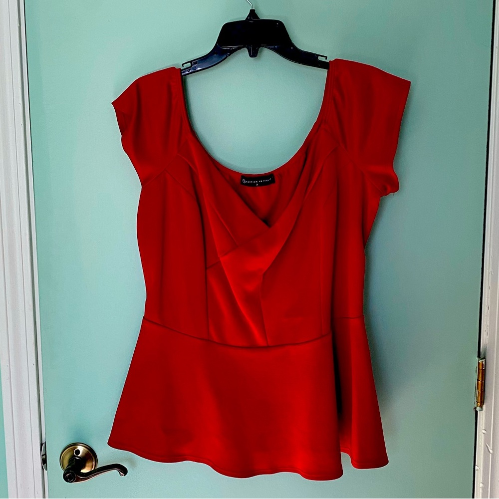 FTF Red Peplum Blouse